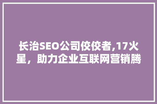 长治SEO公司佼佼者,17火星，助力企业互联网营销腾飞