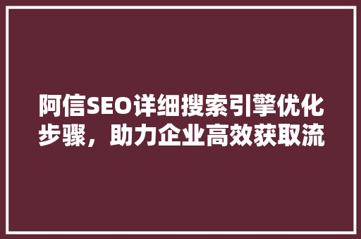 阿信SEO详细搜索引擎优化步骤，助力企业高效获取流量