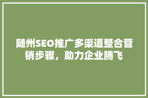 随州SEO推广多渠道整合营销步骤，助力企业腾飞