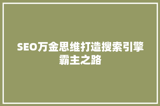 SEO万金思维打造搜索引擎霸主之路  第1张