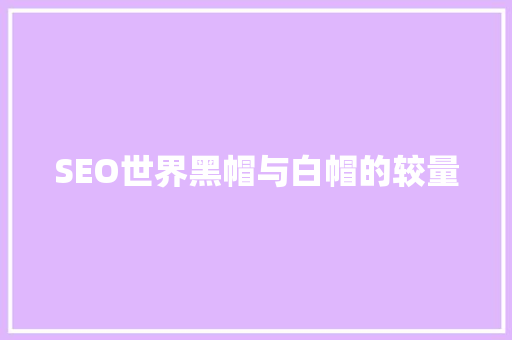 SEO世界黑帽与白帽的较量