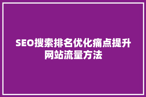 SEO搜索排名优化痛点提升网站流量方法