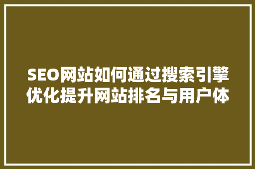SEO网站如何通过搜索引擎优化提升网站排名与用户体验