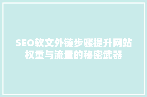 SEO软文外链步骤提升网站权重与流量的秘密武器