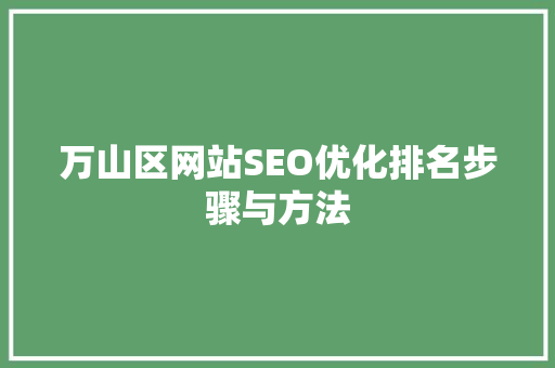 万山区网站SEO优化排名步骤与方法