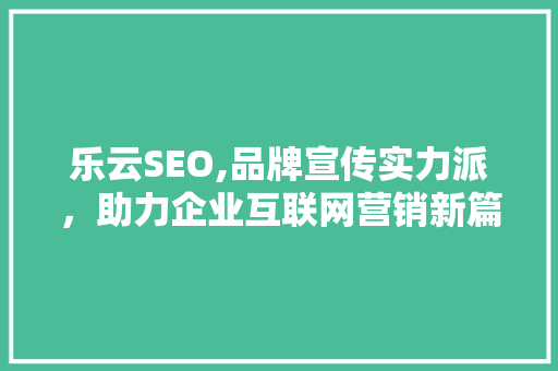 乐云SEO,品牌宣传实力派，助力企业互联网营销新篇章