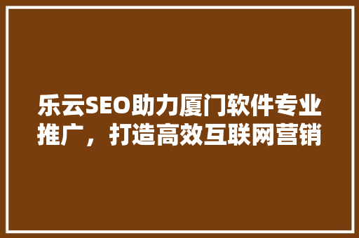 乐云SEO助力厦门软件专业推广，打造高效互联网营销新格局