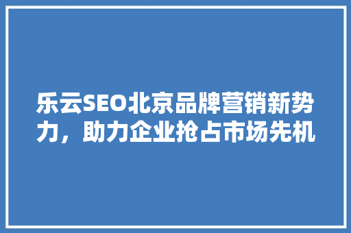 乐云SEO北京品牌营销新势力，助力企业抢占市场先机