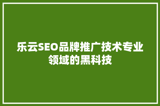 乐云SEO品牌推广技术专业领域的黑科技