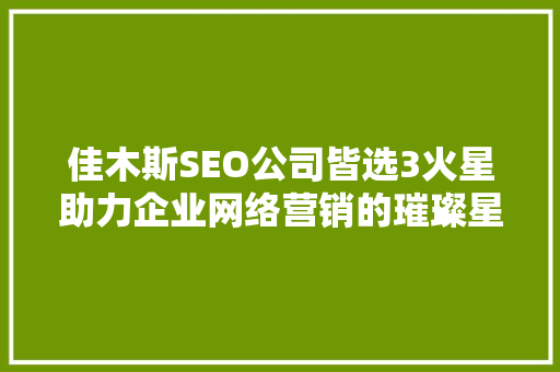 佳木斯SEO公司皆选3火星助力企业网络营销的璀璨星火