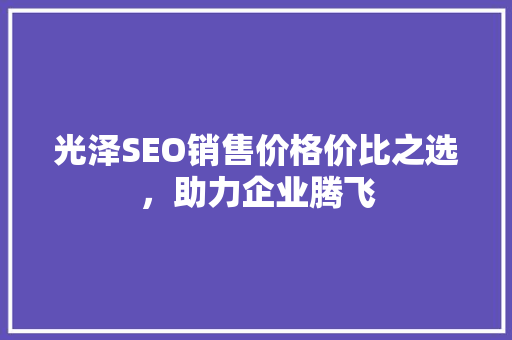 光泽SEO销售价格价比之选，助力企业腾飞