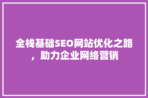 全栈基础SEO网站优化之路，助力企业网络营销