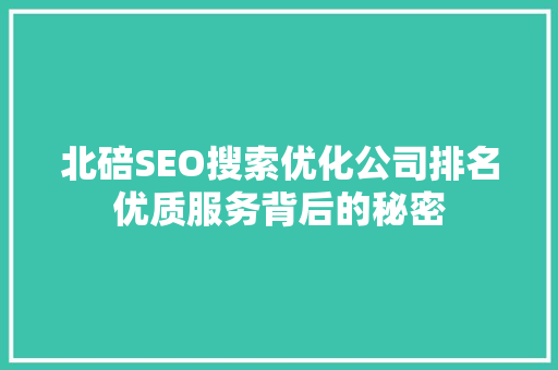北碚SEO搜索优化公司排名优质服务背后的秘密