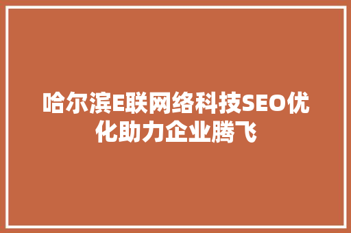 哈尔滨E联网络科技SEO优化助力企业腾飞