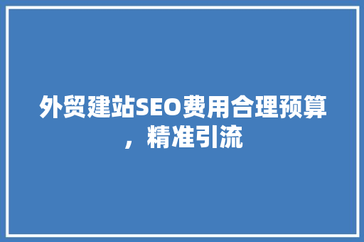 外贸建站SEO费用合理预算，精准引流