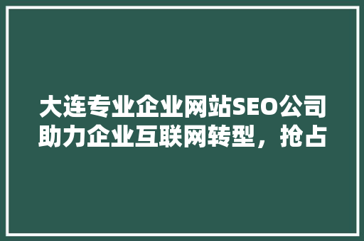 大连专业企业网站SEO公司助力企业互联网转型，抢占市场先机