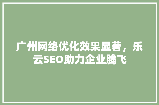 广州网络优化效果显著，乐云SEO助力企业腾飞