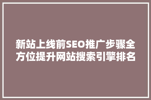 新站上线前SEO推广步骤全方位提升网站搜索引擎排名