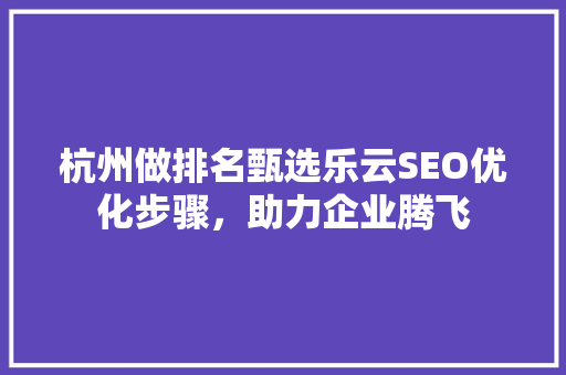 杭州做排名甄选乐云SEO优化步骤，助力企业腾飞