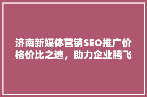 济南新媒体营销SEO推广价格价比之选，助力企业腾飞