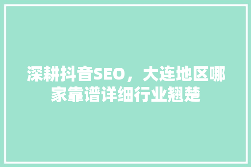深耕抖音SEO，大连地区哪家靠谱详细行业翘楚