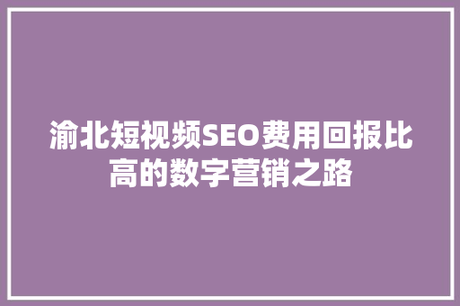 渝北短视频SEO费用回报比高的数字营销之路