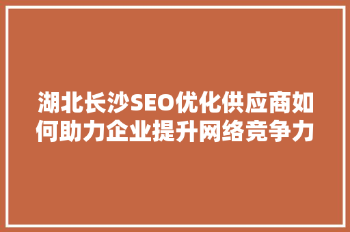 湖北长沙SEO优化供应商如何助力企业提升网络竞争力