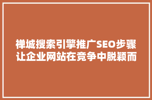 禅城搜索引擎推广SEO步骤让企业网站在竞争中脱颖而出