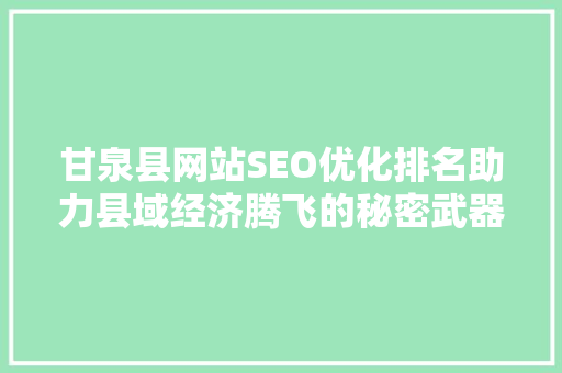 甘泉县网站SEO优化排名助力县域经济腾飞的秘密武器  第1张