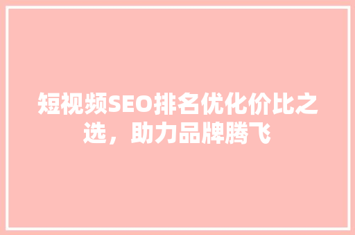 短视频SEO排名优化价比之选，助力品牌腾飞