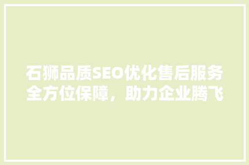 石狮品质SEO优化售后服务全方位保障，助力企业腾飞
