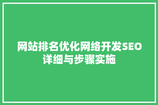 网站排名优化网络开发SEO详细与步骤实施