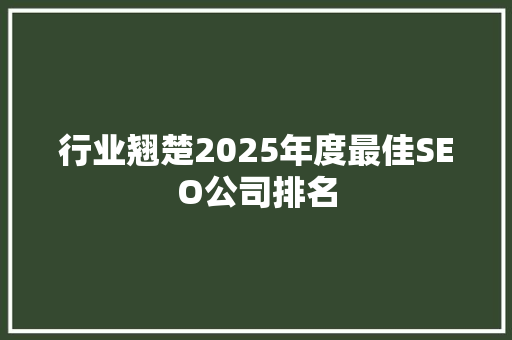 行业翘楚2025年度最佳SEO公司排名