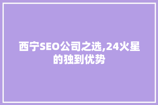 西宁SEO公司之选,24火星的独到优势