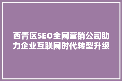 西青区SEO全网营销公司助力企业互联网时代转型升级