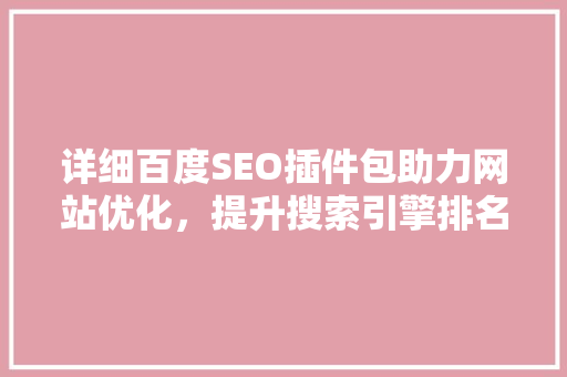 详细百度SEO插件包助力网站优化，提升搜索引擎排名