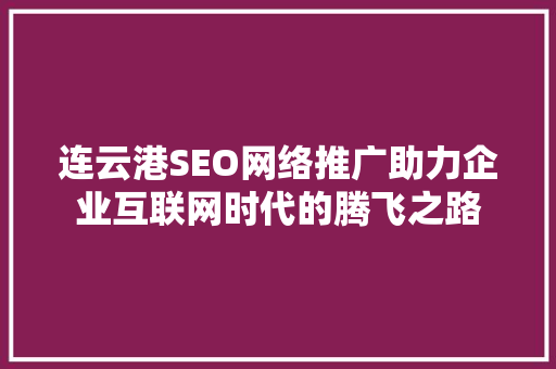 连云港SEO网络推广助力企业互联网时代的腾飞之路