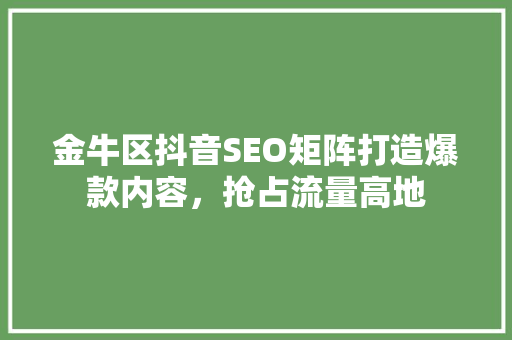 金牛区抖音SEO矩阵打造爆款内容，抢占流量高地
