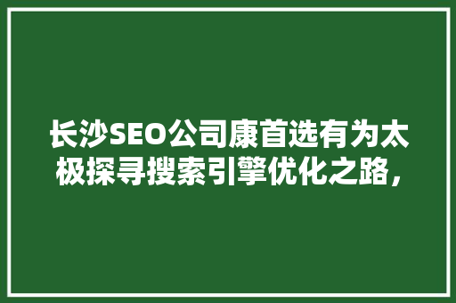 长沙SEO公司康首选有为太极探寻搜索引擎优化之路，助力企业腾飞