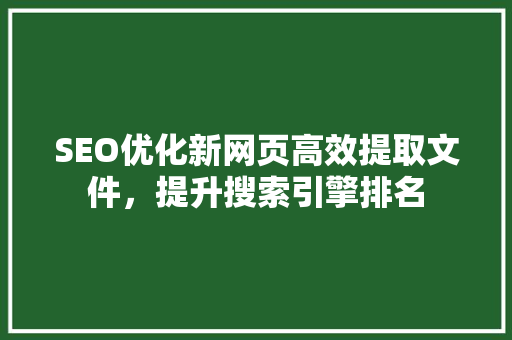 SEO优化新网页高效提取文件，提升搜索引擎排名