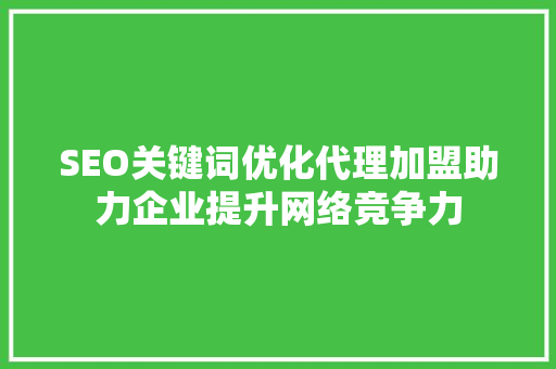 SEO关键词优化代理加盟助力企业提升网络竞争力