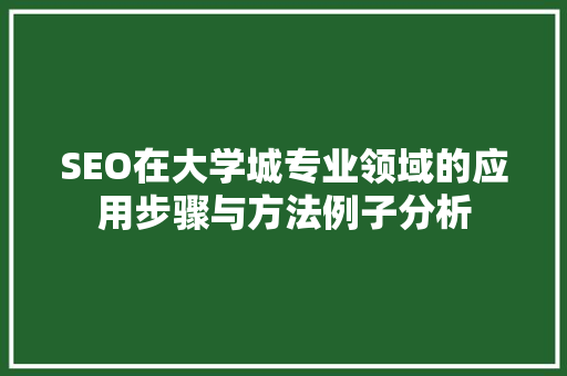 SEO在大学城专业领域的应用步骤与方法例子分析