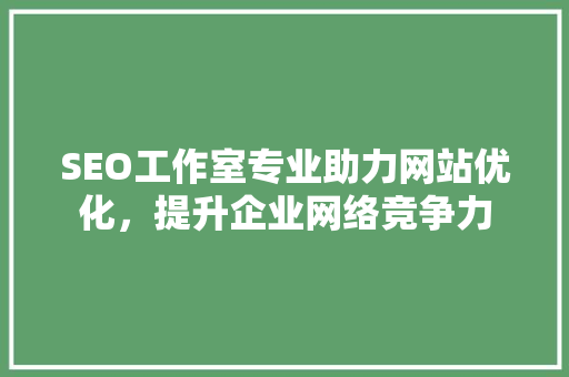 SEO工作室专业助力网站优化，提升企业网络竞争力
