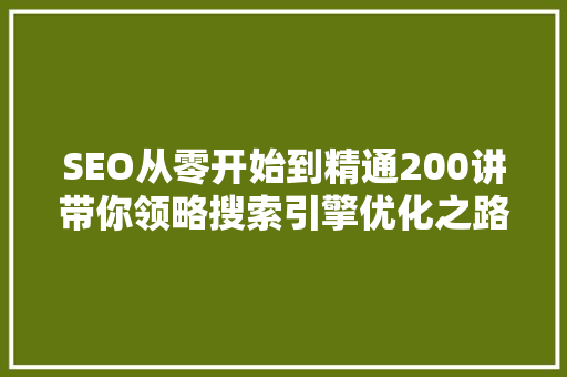 SEO从零开始到精通200讲带你领略搜索引擎优化之路