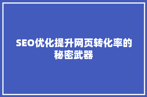SEO优化提升网页转化率的秘密武器