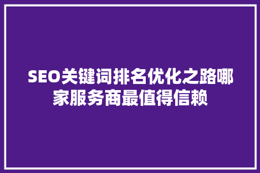 SEO关键词排名优化之路哪家服务商最值得信赖