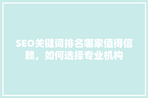 SEO关键词排名哪家值得信赖，如何选择专业机构