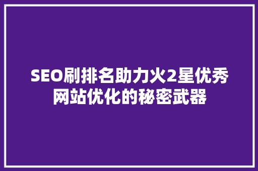 SEO刷排名助力火2星优秀网站优化的秘密武器