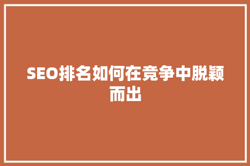 SEO排名如何在竞争中脱颖而出
