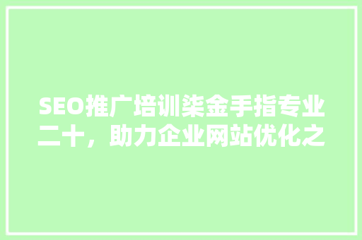SEO推广培训柒金手指专业二十，助力企业网站优化之路